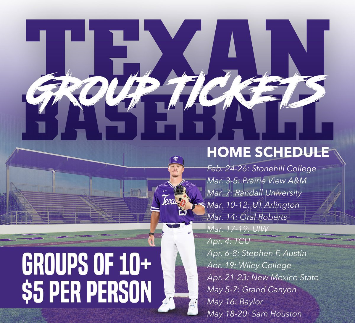 Ameade33's tweet image. Let our Ticket Office know if you’ve got a group that wants to be part of #TexanNation this spring! 

📧 tickets@tarleton.edu 

#RideWithUs