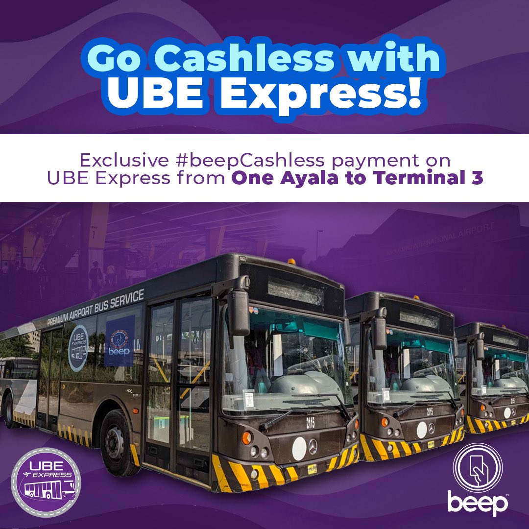 beep_card's tweet photo. Good news, ka-beepers! Go cashless and use your beep™ card bilang pambayad sa UBE Express bus from One Ayala to NAIA Terminal 3 route. 🚌
Gamitin na ang inyong beep™ card para sa mas convenient and safe cashless transaction!
#UbeExpress #ibeepmona #lakasngbeep #beepCashless https://t.co/YYHVq0oS0B
