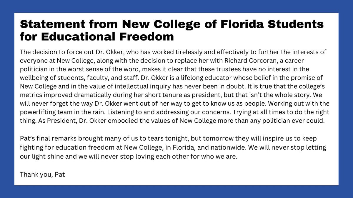 NCFEduFreedom's tweet photo. Our statement on today's Board of Trustees meeting. https://t.co/RLem40500w