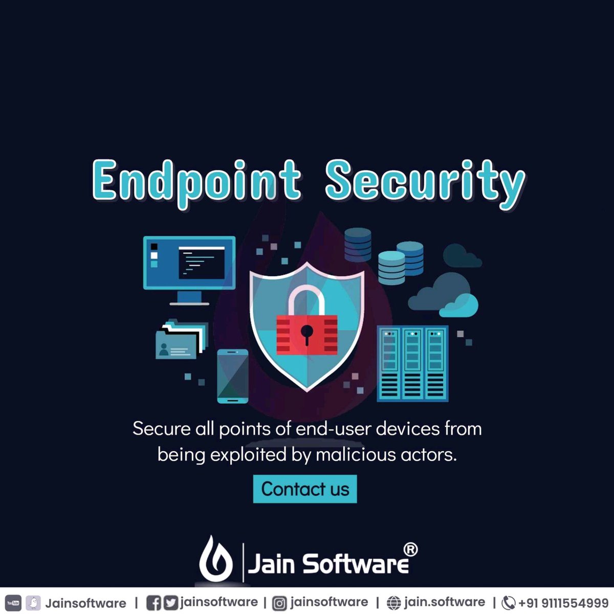 JainSoftware's tweet photo. Secure all points of end-user devices from being exploited by malicious actors.
Contact #JainSoftware now.
#cybersecurity #JainSoftware #programmics #appdevelopment #app #mobileapp #AI #itcompany #erpsoftware #raipur #softwarecompany #softwaredevelopment #website #india https://t.co/qTYPj9kSHf