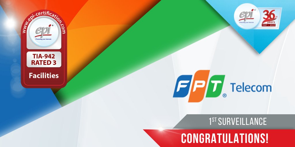 Cert_EPI's tweet image. Congratulations FPT Telecom Join Stock Company, Vietnam, on the successful completion of the TIA-942 Rated-3 Facilities Certification First Surveillance audit for FORNIX HN02 DATA CENTER!
View Cert - my.mtr.cool/hevfhffdmw

#datacenters #FPTtelecom #TIA942 #certification