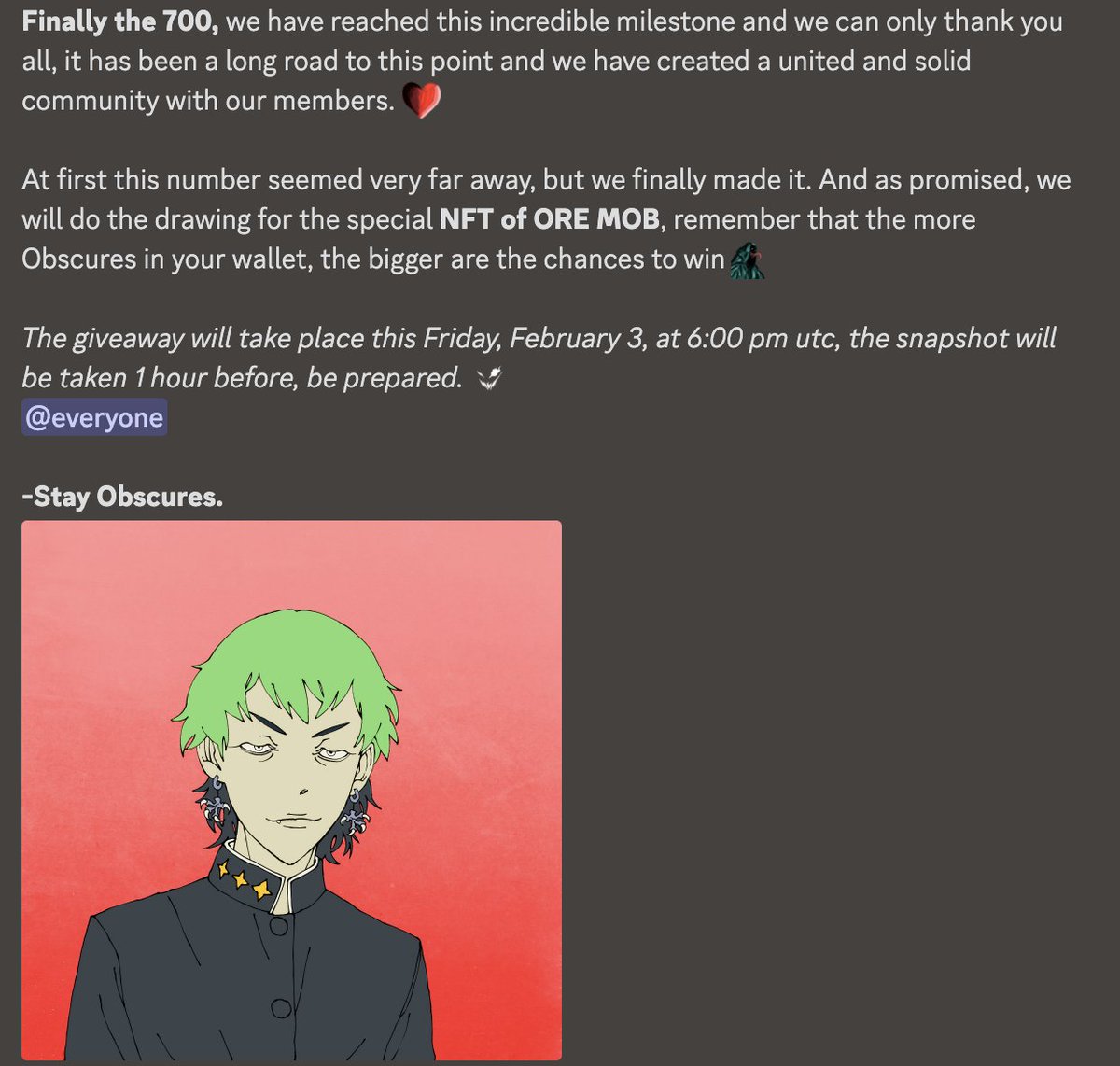 Big announcement! 

We finally made it, we reached 700 minted NFTs

Thank you very much to all of you, without you we wouldn't have gotten this far 🖤🖤🖤🫂

#CNFTProject #CNFTCommunity #CardanoCommunity