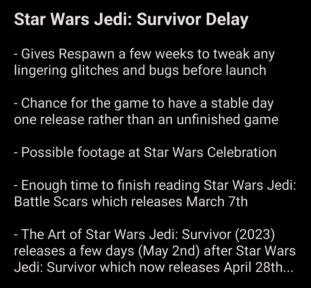 With Star Wars Jedi: Survivor (2023) delayed, here are a few positives to be reminded of...