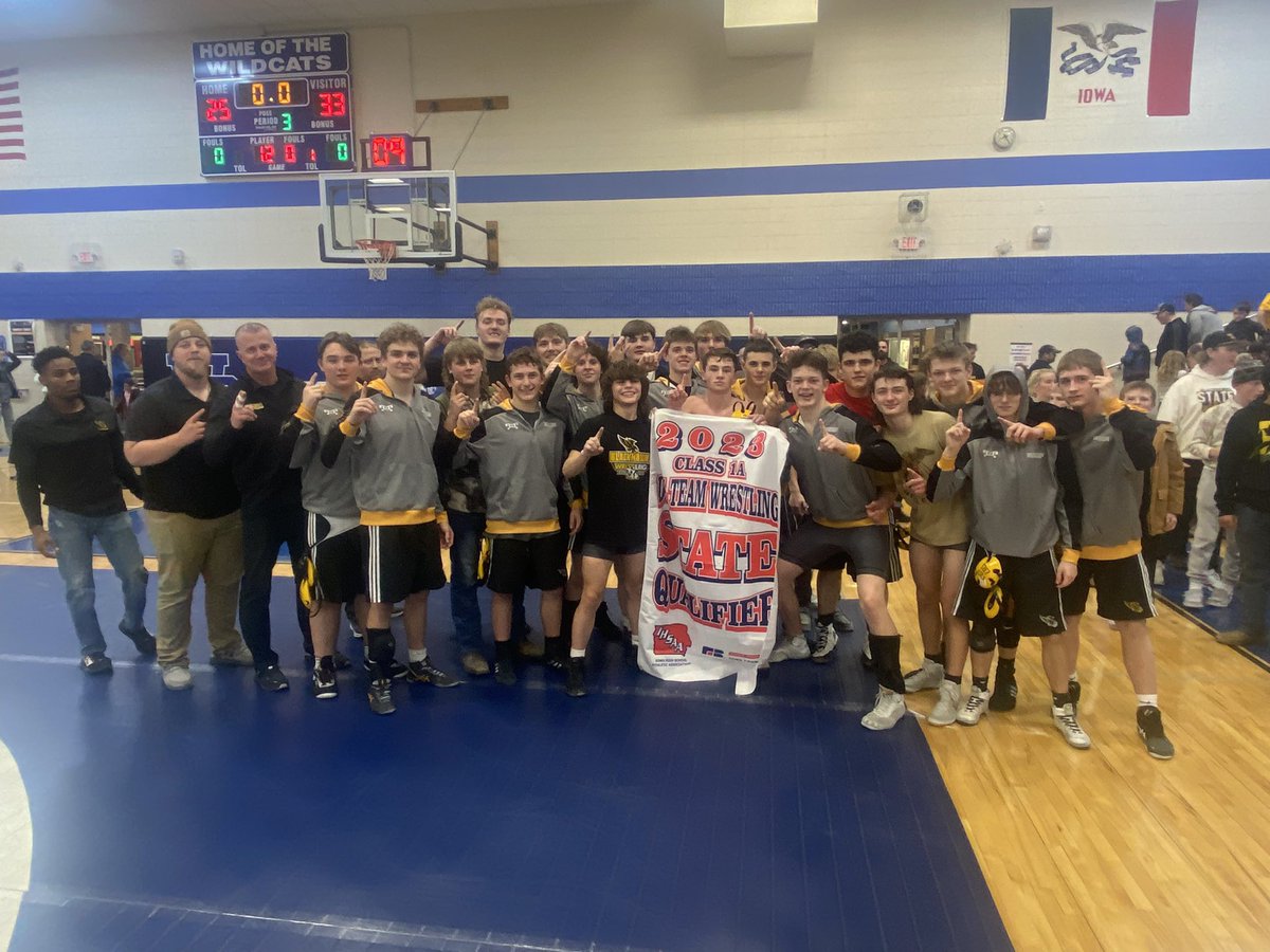 Congrats to the team on a great regional dual win! Onto state in Coralville this Saturday. FIRST EVER trip to team state for the Blackhawks!!