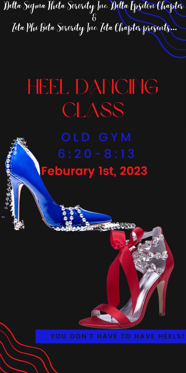 DeltaEpsilon49's tweet photo. Join the Ladies of Delta Epsilon and the LadieZ of Zeta Chapter on tomorrow! You do not have to have heels! Come out and have fun with us! 💙♥️ https://t.co/1Q66cqG9tO