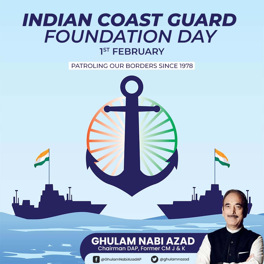 ghulamnazad's tweet photo. Greetings to the Indian Coast Guard on their foundation day. Our Coast Guard has made a mark due to their remarkable efforts to keep our coasts safe.
#IndianCoastGuardDay https://t.co/taeZ0vU84f