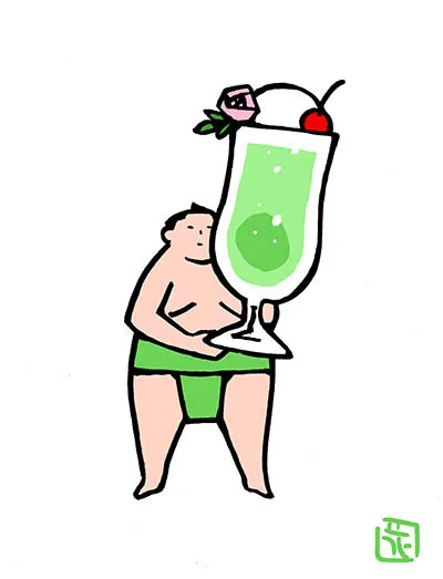 クリームソーダ(喫茶宝石箱)杯。優勝力士。#相撲#クリームソーダ #喫茶宝石箱  #力士ヒーローズ #イラスト 