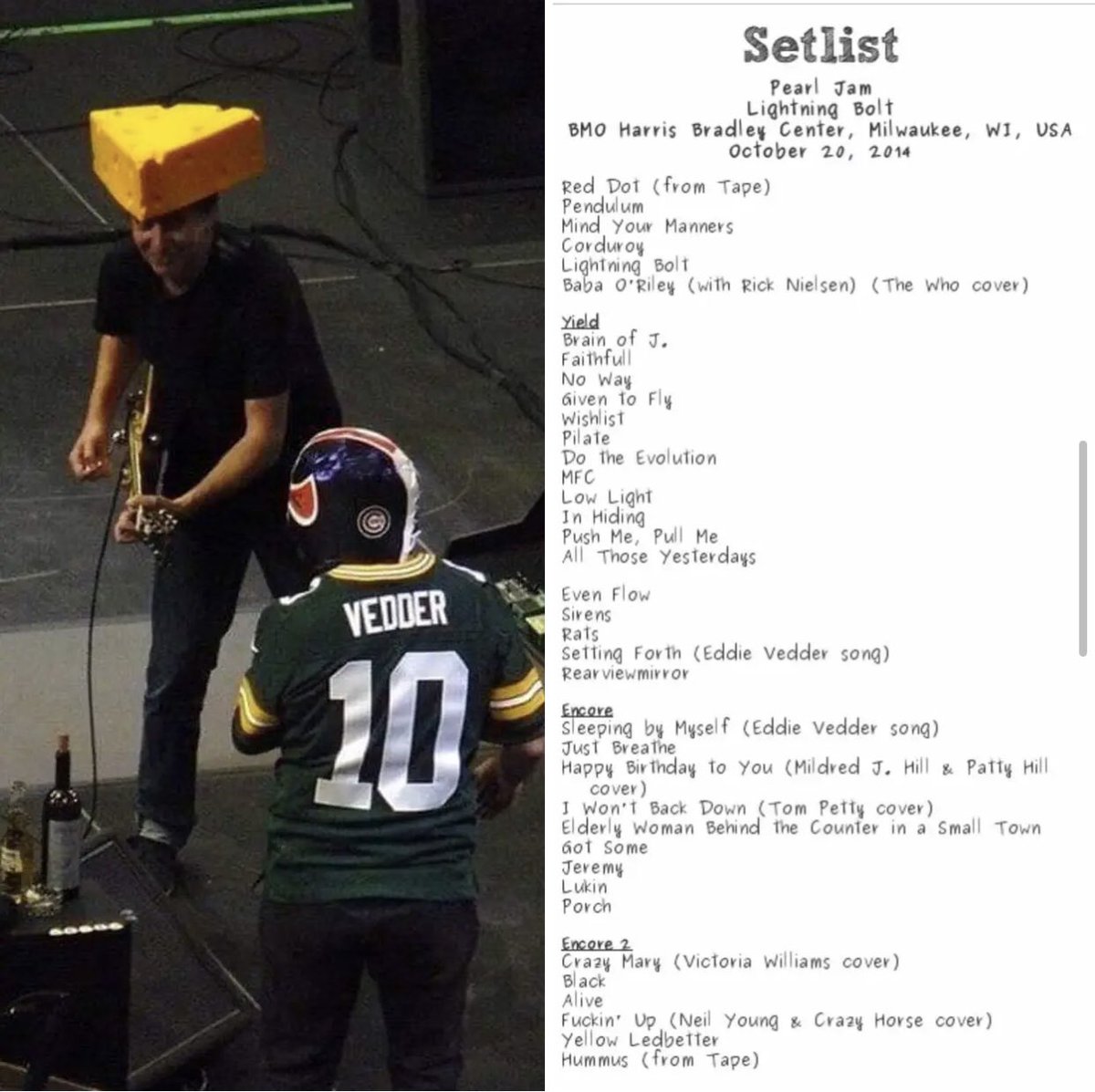 JeffAmentsArmy's tweet photo. #YieldWeek #Yield25
In 2014, @PearlJam thrilled the crowd in Milwaukee by playing Yield in its entirety, front to back. 
#yieldwaukee 
@SGossard and @eddievedder 📷 by @sylhey on IG https://t.co/aNZiUhforM