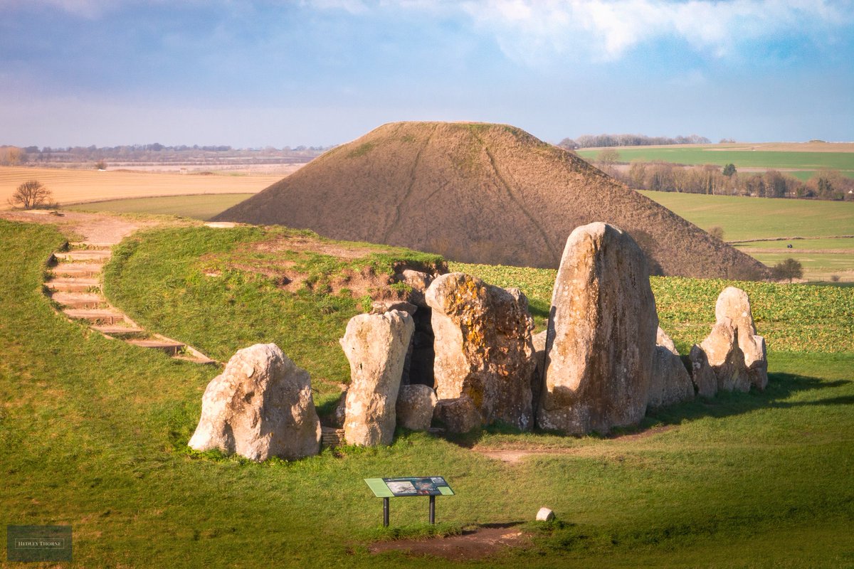 West Kennet long barrow and Silbury Hill (a variation of my recent photo as I was asked if I could include the sign and steps). HedleyThorne.com
