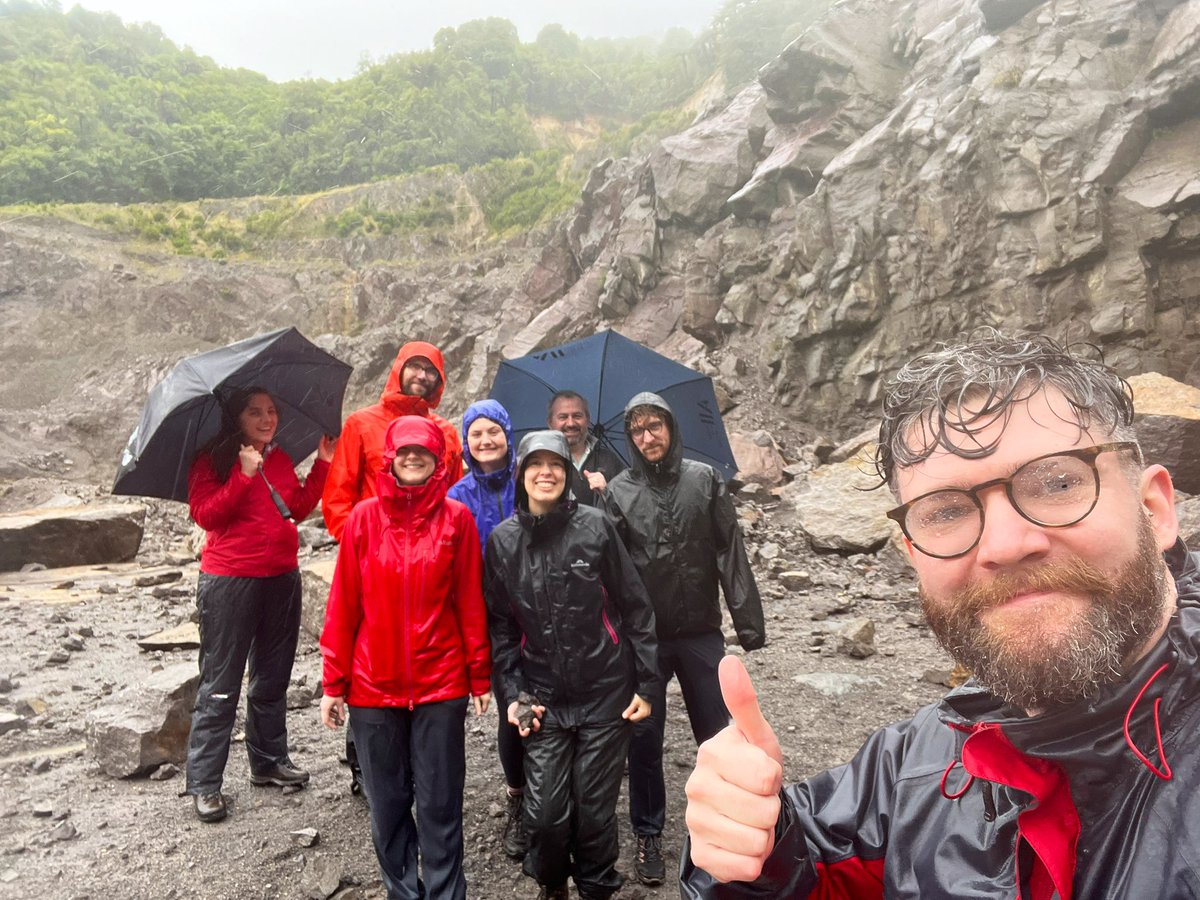 Hello from our impromptu mid-conference fieldtrip! We are soaked through but excited to be looking at textures in a delicious rhyolite! I was last looking at this dome in 2009! Great to see it with fresh eyes all these years later!