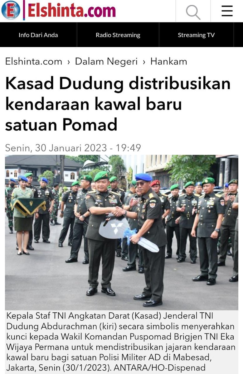 Ihsanmanss's tweet photo. inilah faktanya KSAD Dudung Abdurachman secara simbolis mendistribusikan jajaran kendaraan kawal baru untuk satuan Polisi Militer AD (Pomad) di Mabesad 

@Ngopibareng_DAR

KSAD Jenderal Dudung Abdurachman
Angkatan Darat Di Hati Rakyat
Tulus Utamakan Rakyat https://t.co/HybnC1vqXB
