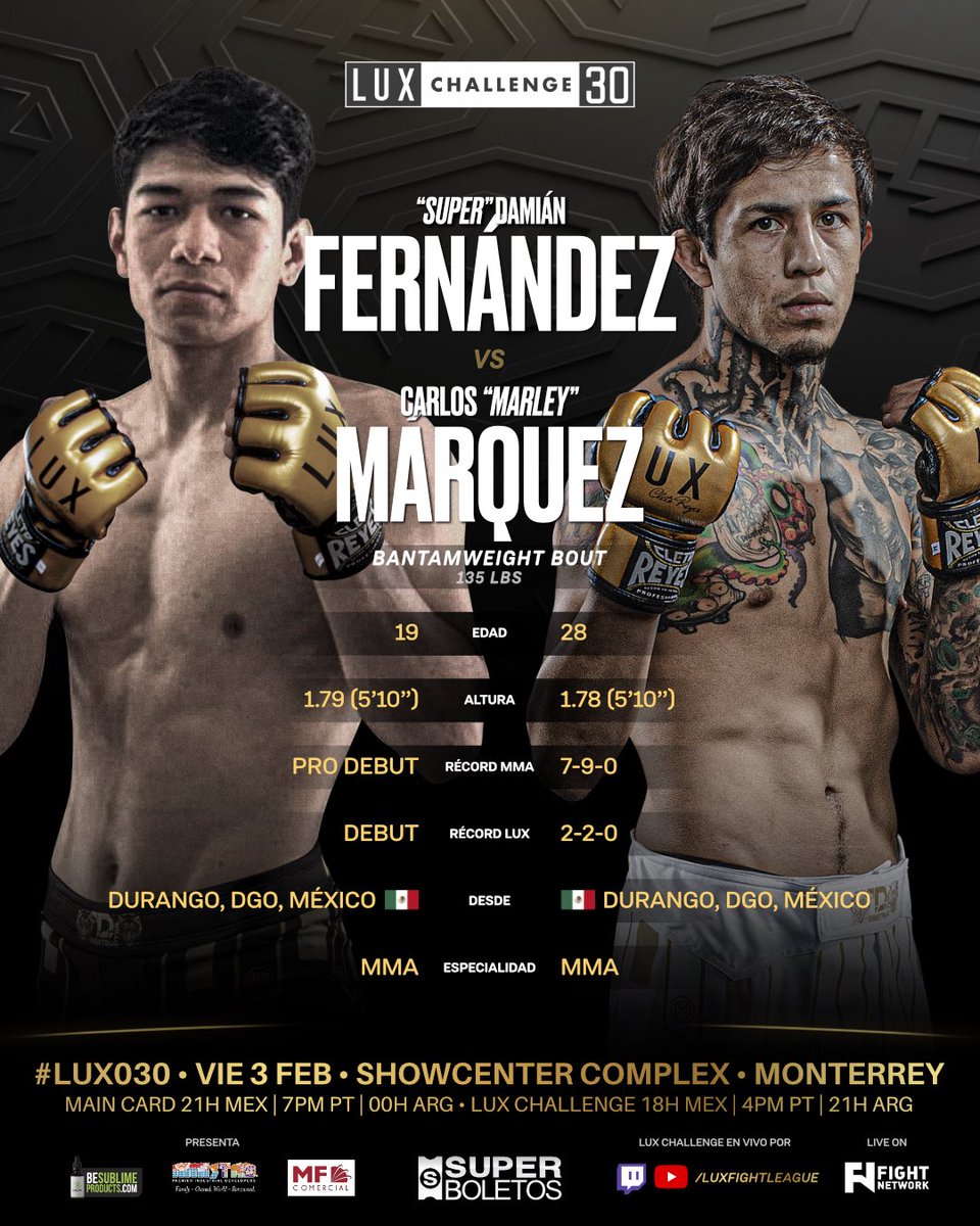 luxfightleague's tweet photo. Dos peleadores con marcadas diferencias chocarán en el segundo duelo de la noche en cartelera #LUXChallenge
🔥 #LUX030 • Vie 3 Feb • Showcenter Complex • Monterrey 🇲🇽
🎟️ Boletos en Superboletos https://t.co/S5BLjZkRg9
#LUXFightLeague https://t.co/Ug0NCZDNHM