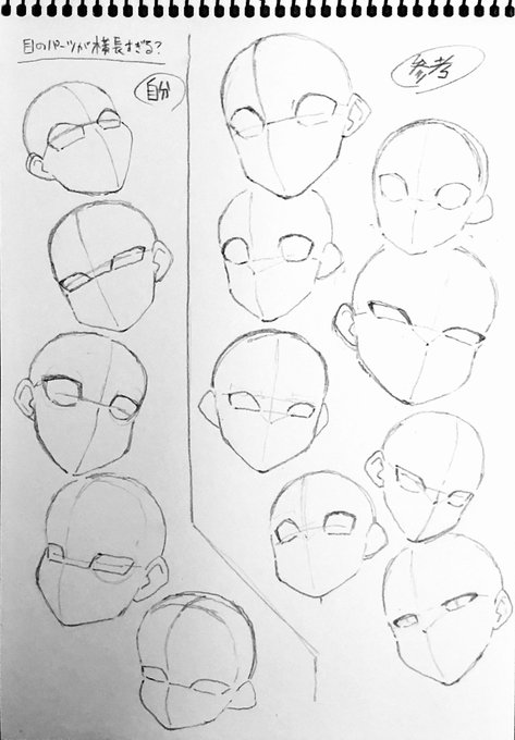 気になりすぎたので
自分の絵と色々な人の絵の目の大きさを比べてみた
やっぱりちょっと自分の描く目は横長すぎるかもしれない…
勉強勉強… 