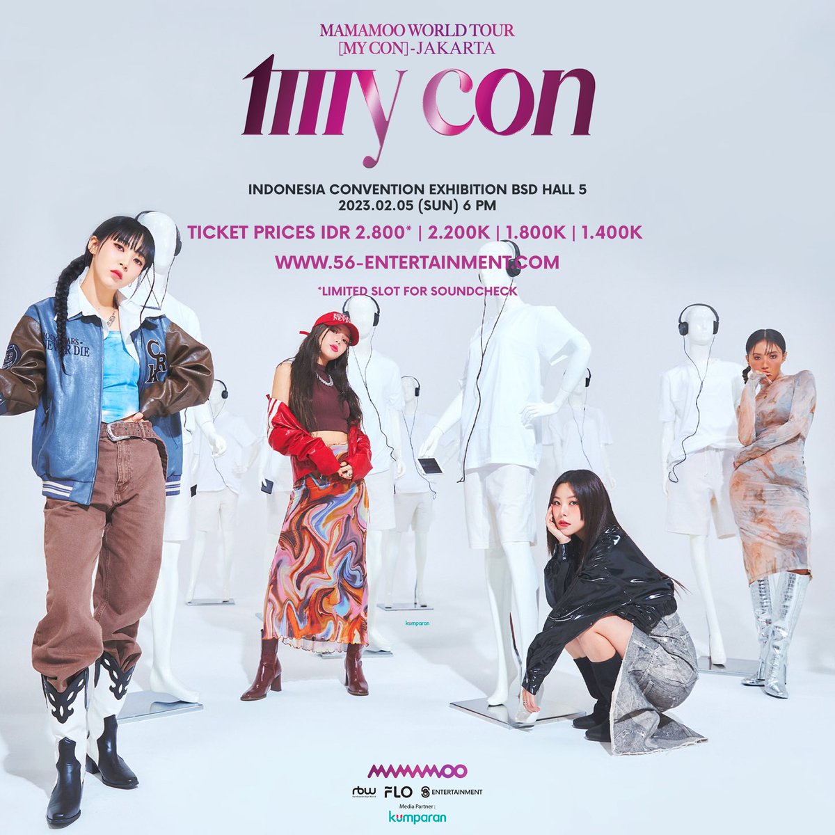 kumparan's tweet photo. @RBW_MAMAMOO will concert soon in ICE BSD Tangerang, Indonesia

Purchase the ticket soon at https://t.co/GCYzujUtmB @sunbrightent @mamamooid and see you!

#mamamoo #sunbrightentertainment #mycon #mamamooinjkt #mamamooinjakarta #mamamooid_project #solar #moonbyul #wheein #hwasa https://t.co/LNw24VUQyf