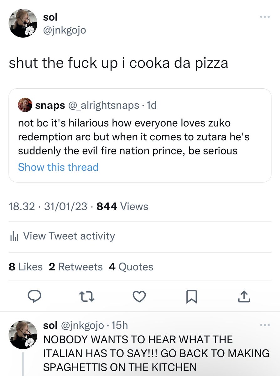 jnkgojo's tweet photo. you telling an asian person that they eat dog is racism so yes i'm mad

and i wouldn't tell you to that if you weren't being racist and sinophobic to me? 

nowhere in my qrts i mentioned you nor be racist to OP but you decided to reply to me with a racist and sinophobic remark https://t.co/l3gQet32Sz