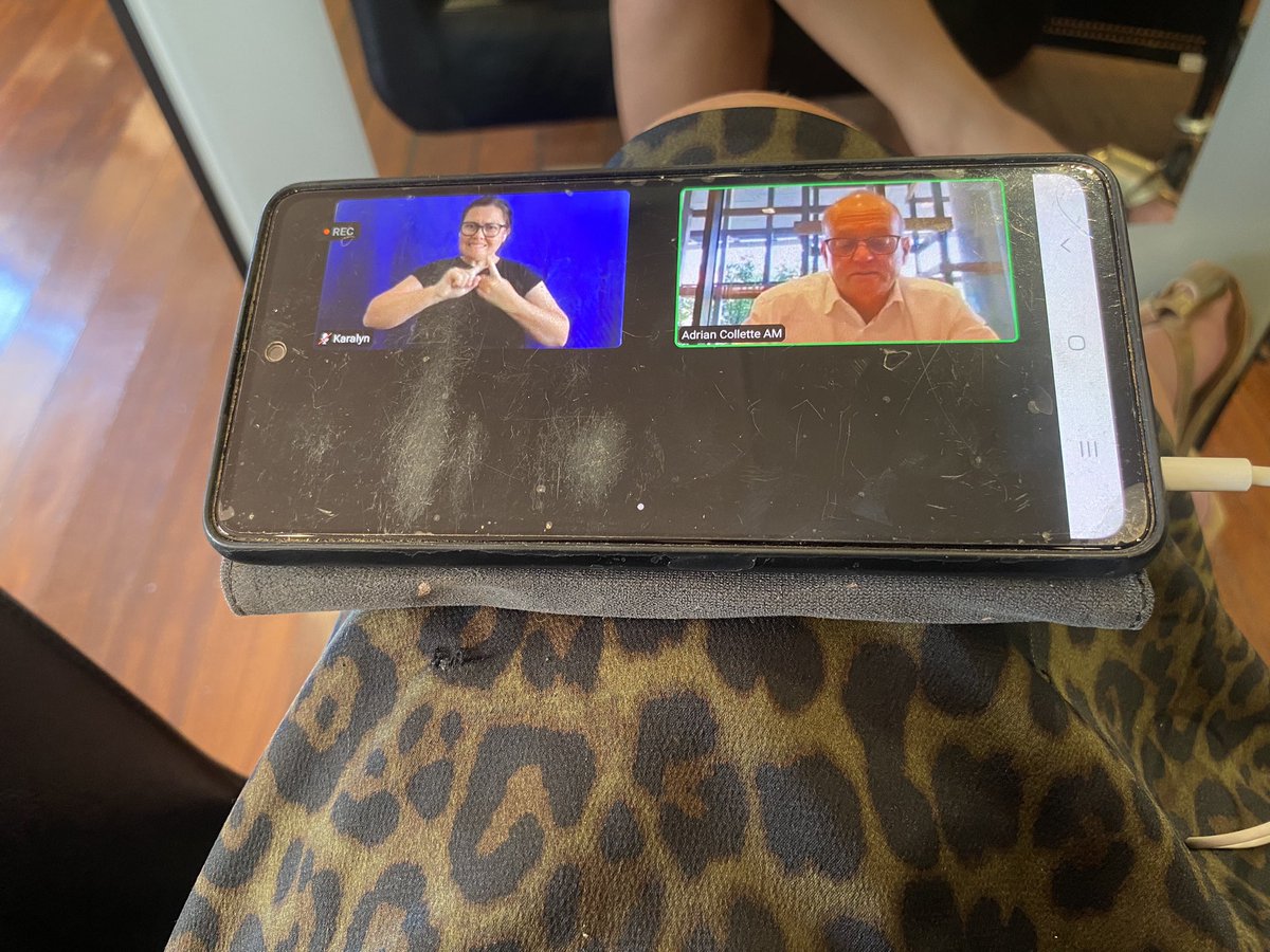 _michaela_jade's tweet photo. The sweet sounds of @auscouncilCEO @AusCouncilArts’ National #CulturalPolicy briefing accompanying my hair appointment across the country in  #Rubibi / #Broome. Loving the joy and positivity in the zoom room. @AusGovArts https://t.co/0Vq2isxwIL
