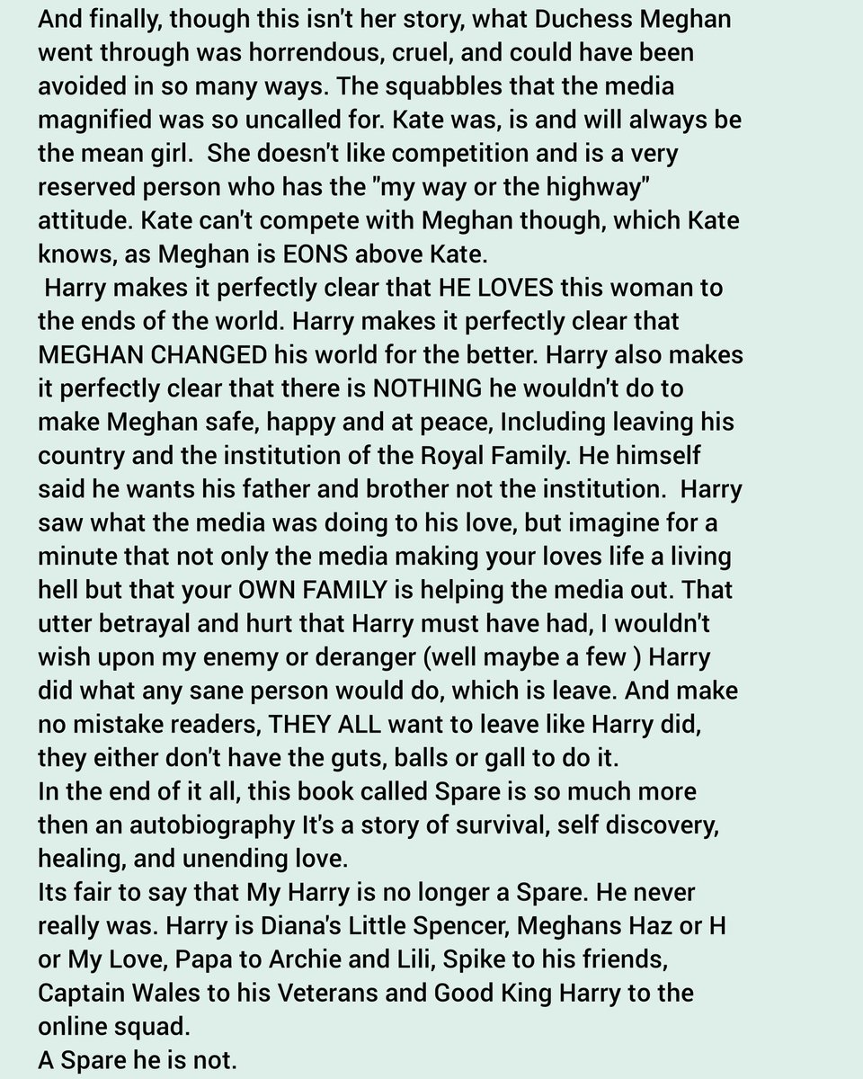 I finished #Spare by #PrinceHarry 
Here are my thoughts and takeaways from it. 
Above all... Harry is no longer a Spare.

#SussexSquad #PrinceHarryMemoir #HarryandMeghan #SparePrinceHarry #GoodKingHarry #PrinceHarry