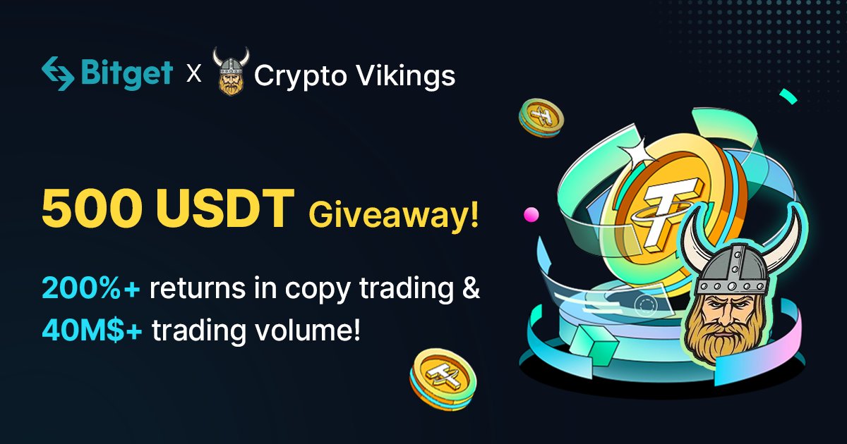 BitgetIndia's tweet photo. 🥳To celebrate #CryptoVikings 200%+ returns in copy trading &amp; 40M$+ trading volume

Task👇
👉Follow @BitgetIndia &amp; @VikingsXBT 
👉RT &amp; tag friends
👉Comment your thought &amp; your #Bitget UID

😍5 Winner will share 500 #USDT 

📘Sign up: https://t.co/TkEUaLUi9Z

#Giveaway #Airdrop https://t.co/RO91Zp4l84