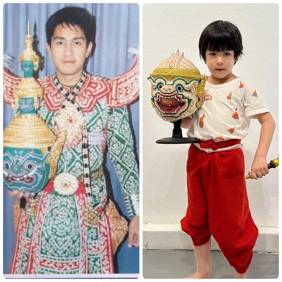 ปะป๊าภูเคยเรียนโขนตอนประถมและได้มีโอกาสใช้พื้นฐานของโขนในละครเรื่อง ”ทิพยดุริยางค์” กำกับการแสดงโดย อาตู่ นพพล ออกอากาศทางช่อง 7 สี ในปี 2543  หลังจากได้พาดินไปดูโขนพระราชทานตอน ”สะกดทัพ” ทำให้รู้ว่าลูกชอบโขน และอยากเป็นหนุมานมาก ปะป๊ามะม้าจะสนับสนุนและเป็นกำลังใจให้ลูกนะครับ🐵❤️