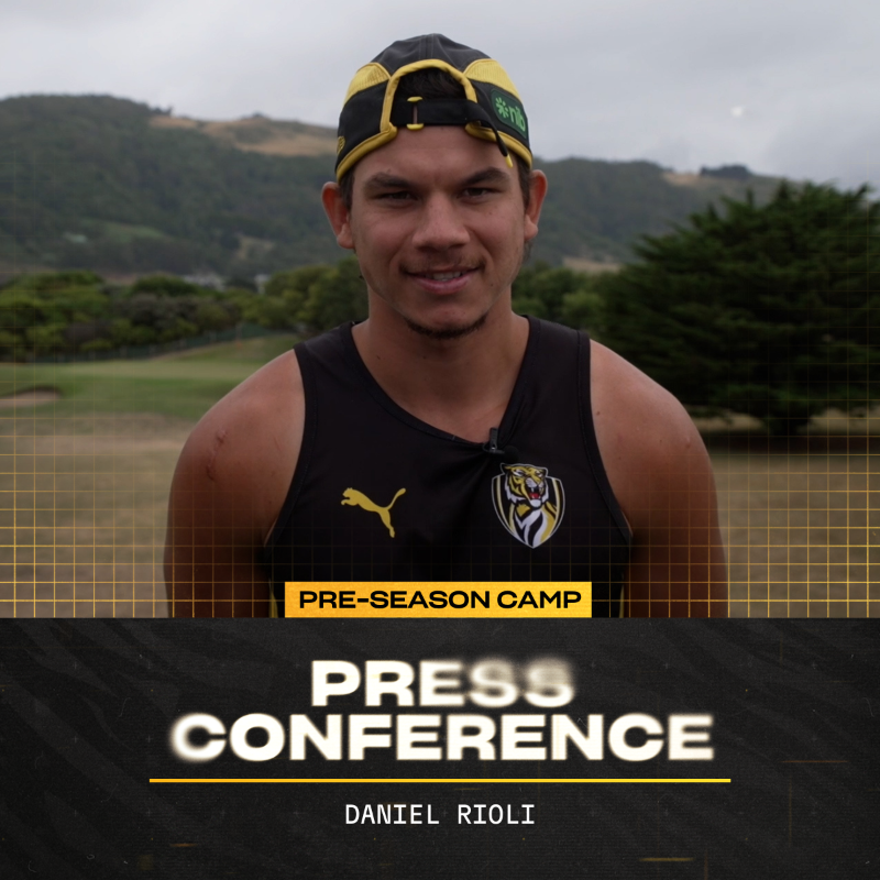 Richmond_FC's tweet photo. "It's been good team bonding." 🤝

🎙️ Daniel Rioli spoke to the media from Apollo Bay today.

#LevelUp #gotiges