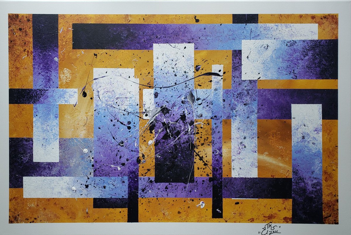 Ryan_T_Roberts's tweet image. Another #abstract #painting I did called &quot;Prismatic Royalty.&quot; I wanted this whole painting to focus on rectangular #prisms and have a regal, royal, and #mysterious presence. Tell me what you #see or #feel . Enjoy!!

#art #abstractartist #royal #artist