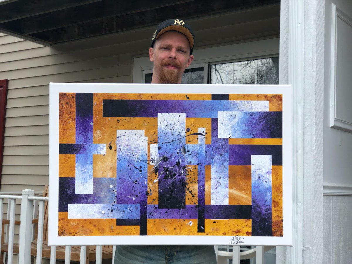 Ryan_T_Roberts's tweet image. Another #abstract #painting I did called &quot;Prismatic Royalty.&quot; I wanted this whole painting to focus on rectangular #prisms and have a regal, royal, and #mysterious presence. Tell me what you #see or #feel . Enjoy!!

#art #abstractartist #royal #artist