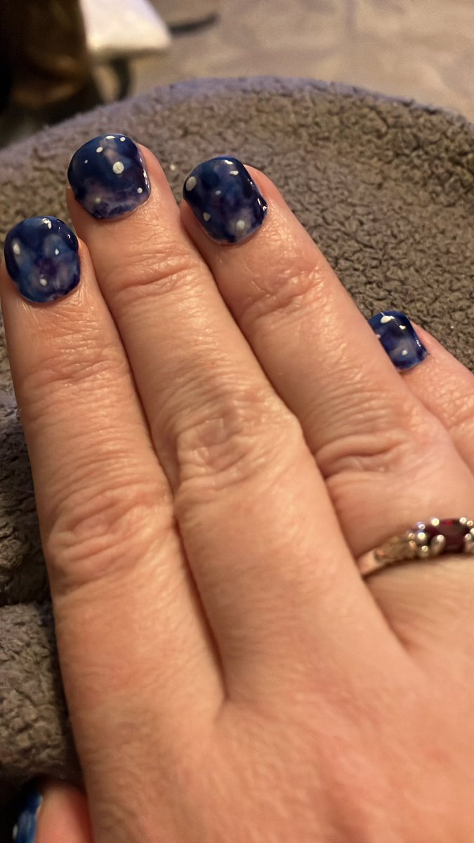 KWolhart's tweet photo. Some of my students noticed that my nails look like space… what a coincidence since we are studying the stars! 
#MrsFrizzleNails #nailartnoob #nails https://t.co/NIxigTiuaN