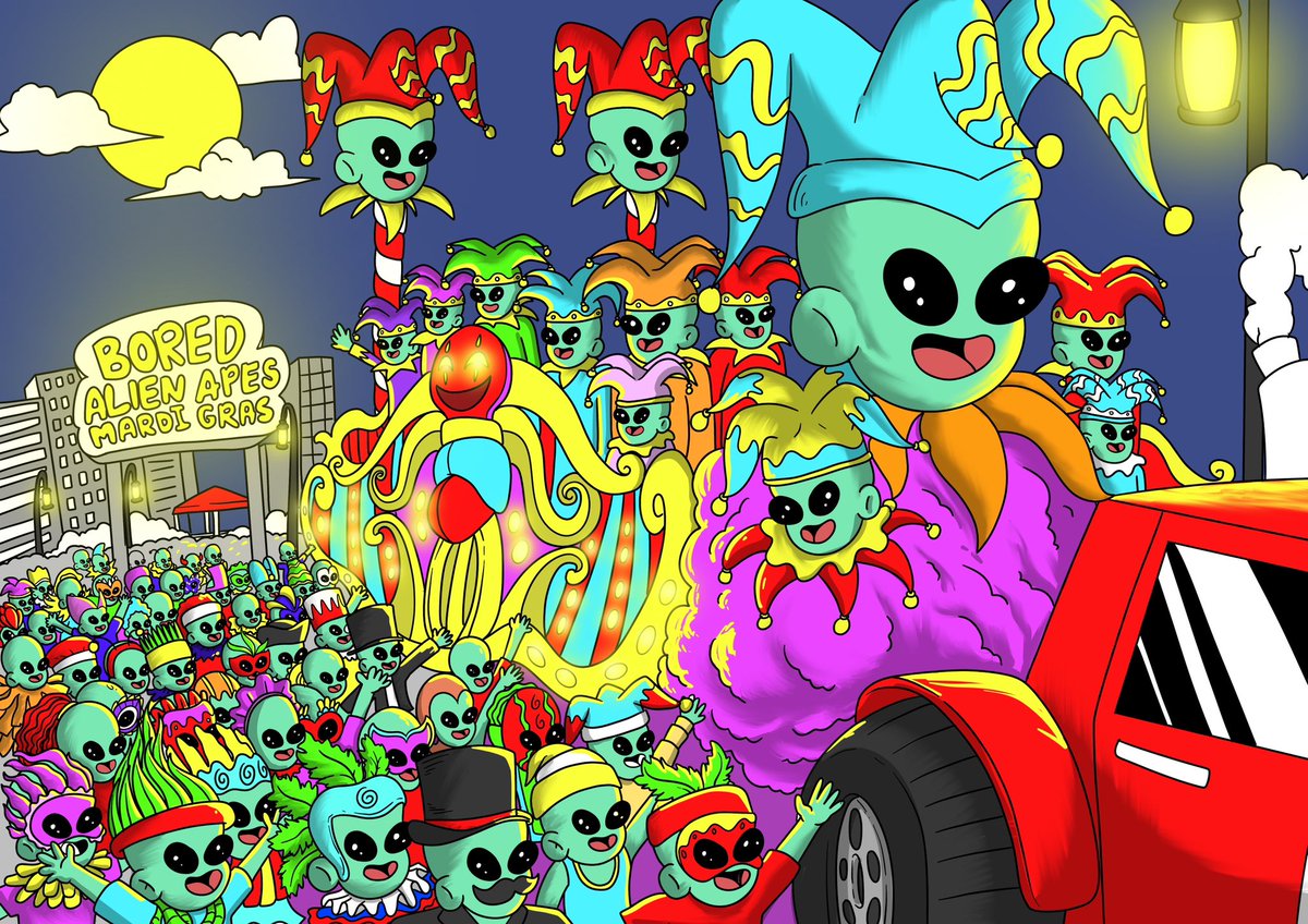 BoredAlienApes's tweet photo. One pieces of Mardi Gras #BoredAlienApes 
Is SOLD ❌ Danke dir @nora_joerg
❤️🔥❤️ Schöne grüße 

  https://t.co/tLkxO28m3e

#NFT #Nftsold https://t.co/WhjJ6mcuUk