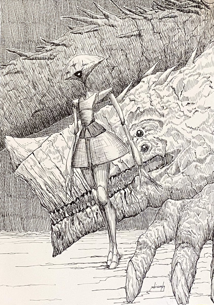 #影響を受けた
絵柄は、特に、ブライアン・フロウドのスケッチのような鉛筆画、宮崎駿の漫画版ナウシカ、などに影響を受けています。 