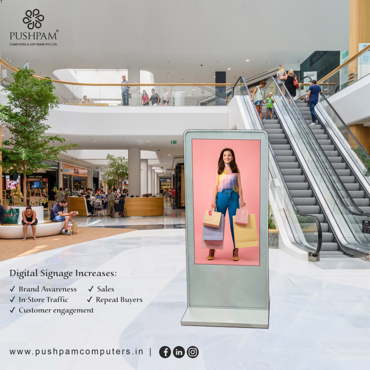 SoftwarePushpam's tweet image. Interactive Digital Signage Kiosks are like a technology staple that helps to display relevant information &amp;amp; boost sales. You cannot miss this! 

🔰Contact us to know more about it:  
🌎pushpamcomputers.in/branding-solut…
 📞9110074963

#pushpamcomputers #brandingkiosk  #digitalsignagekiosk