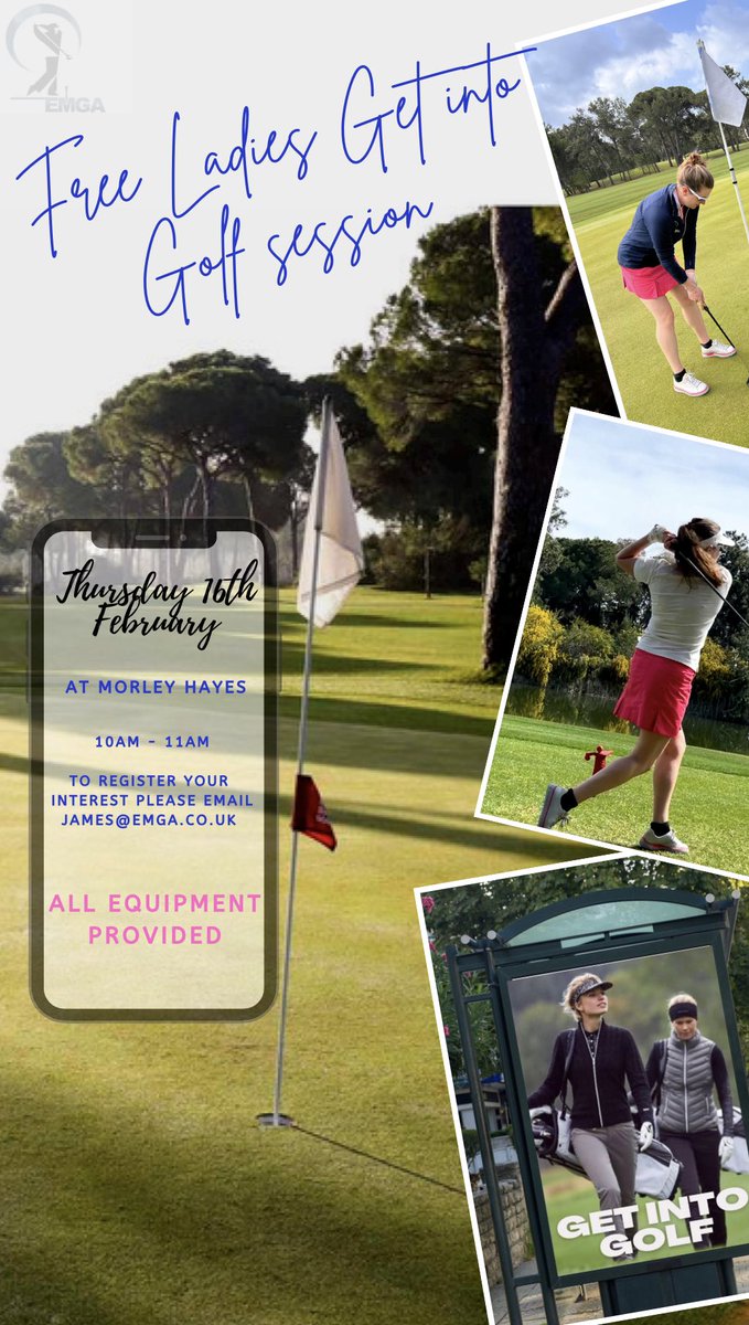 EMGACoaching's tweet photo. FREE ladies golf taster session 

Thursday 16th February 
10-11am 

@MorleyHayes 

To register please email james@emga.co.uk https://t.co/cfNdcRjHwT