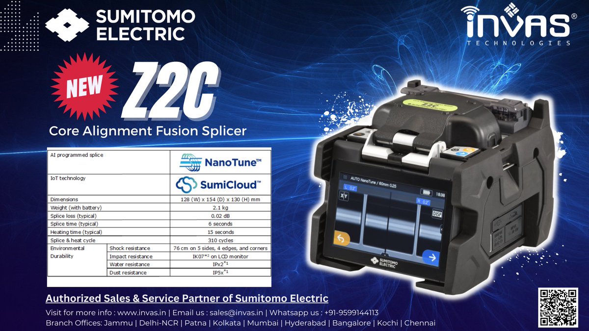 invastechnology's tweet photo. @Sumitomo_s_m  Electric Fusion Splicer Launches the New Z2C, a New Core Alignment Fusion Splicer. 
#Sumitomo #Splicingmachine #manufacturingindustry #cable #cableindustry #CableNetwork #invastech #Z2C #opticalfiber  #OpticalFiberCable #fibersplicer https://t.co/sfwDSCeyNx