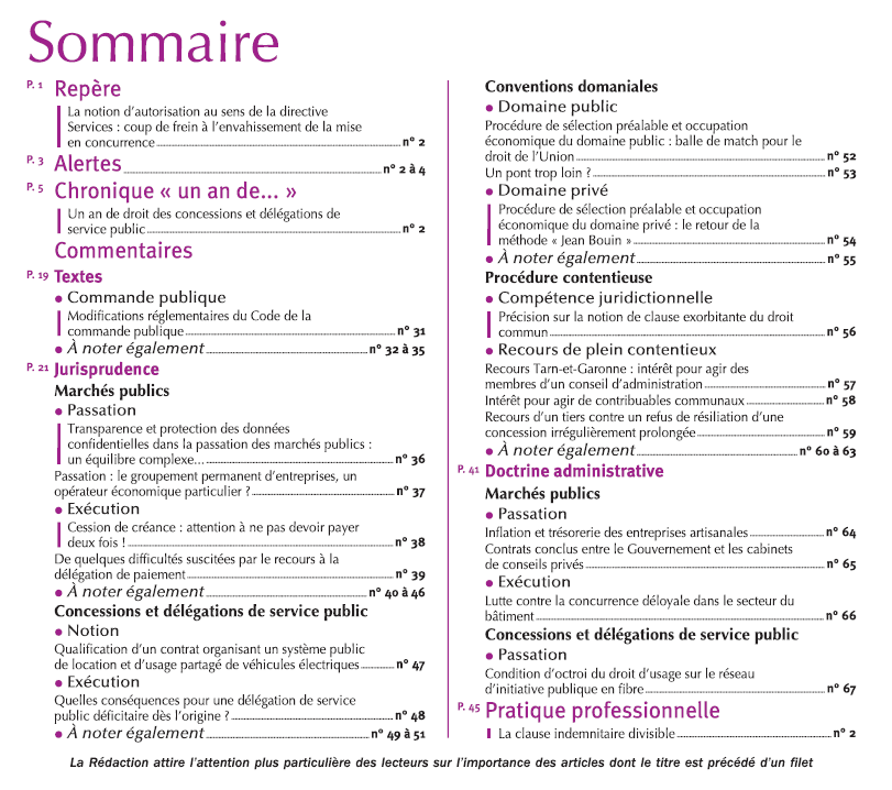 Contrats et Marchés publics (@revuecmp) on Twitter photo Découvrez la Une et le sommaire du n° de février 2023, en ligne sur #Lexis360 : bit.ly/3Ds6WQ0
👉 retour à Biarritz, chronique DSP, modification CCP, protection des données, cession de créance, Paris Tennis, clause indemnitaire indivisible...
+ d'infos🔽
Bonne lecture 👌 Découvrez la Une et le sommaire du n° de février 2023, en ligne sur #Lexis360 : bit.ly/3Ds6WQ0
👉 retour à Biarritz, chronique DSP, modification CCP, protection des données, cession de créance, Paris Tennis, clause indemnitaire indivisible...
+ d'infos🔽
Bonne lecture 👌