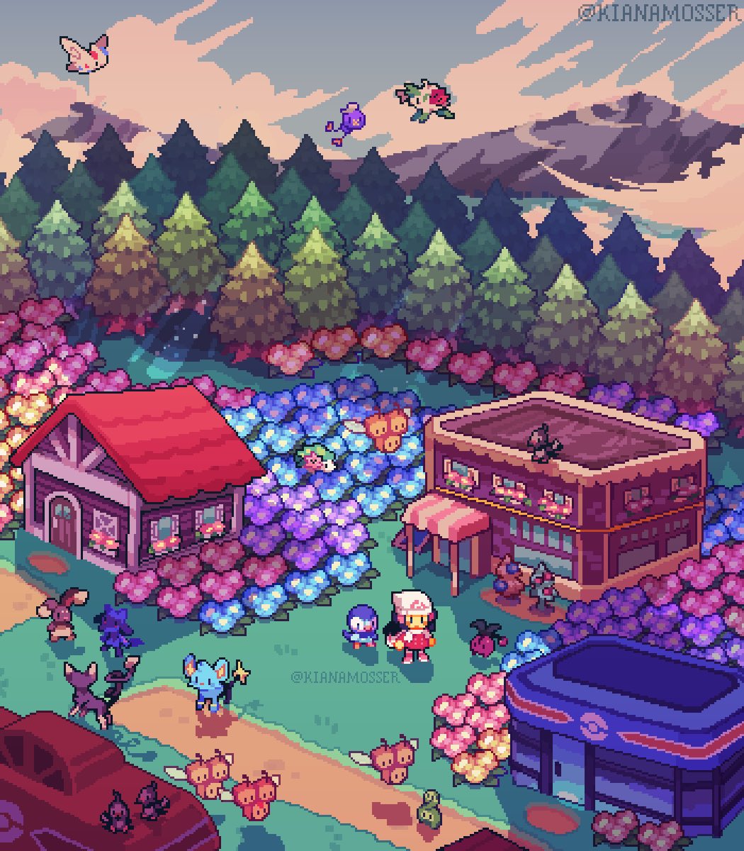kianamosser's tweet photo. Pokémon Gen 4 in my art style 🌸 https://t.co/TfnNgORTlF