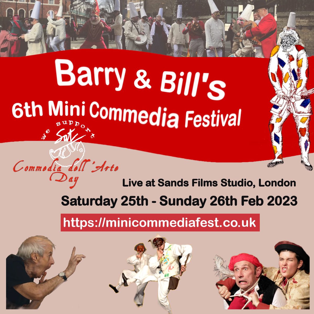 #worldcommediaday happens on 25th Feb and London has #MiniFestival to celebrate! #masterclass #actingworkshop #drama #theatre #Pulcinella Tickets are PWYC - get them and more details here: minicommediafest.co.uk