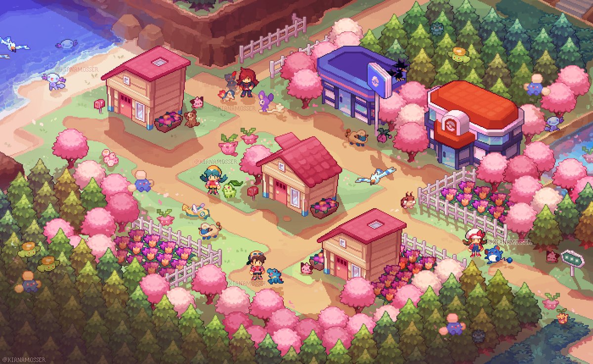 kianamosser's tweet photo. Pokémon Gen 4 in my art style 🌸 https://t.co/TfnNgORTlF