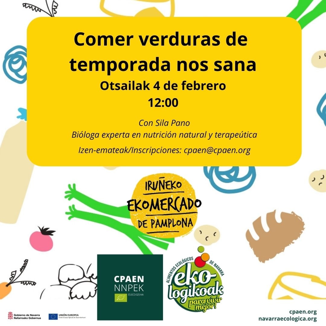 navarraeco's tweet photo. EKOmerkatua
🥦 16 ekoizle sasoiko elikagai ekologikoekin.
🕙 Ordutegi berria: 10:00etatik 14:00etara.
🥬12:00etan tailerra Sila Panorekin: Sasoikoa jateak sendatzen gaitu. Izena eman cpaen@cpaen.org
🌱 Postu gonbidatuak: #Aleka eta #HortadeXimo
👉Infoa:https://t.co/g7cbnck2Rp https://t.co/AcmQQwUWRY