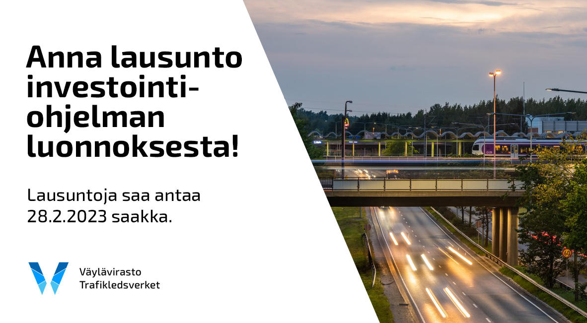 💬 Väylävirasto pyytää lausuntoja väyläverkon vuosien 2024-2031 investointiohjelman luonnokseen

👉 Lue lisää: vayla.fi/-/vaylavirasto…

#suunnittelu #investointiohjelma #Liikenne12 #Väylävirasto #lausunto