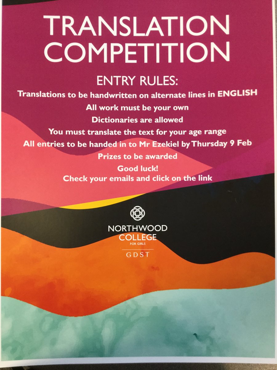 Get your linguistic think caps on and participate in the Translation Competition. Yrs7-13
#NWCFamily