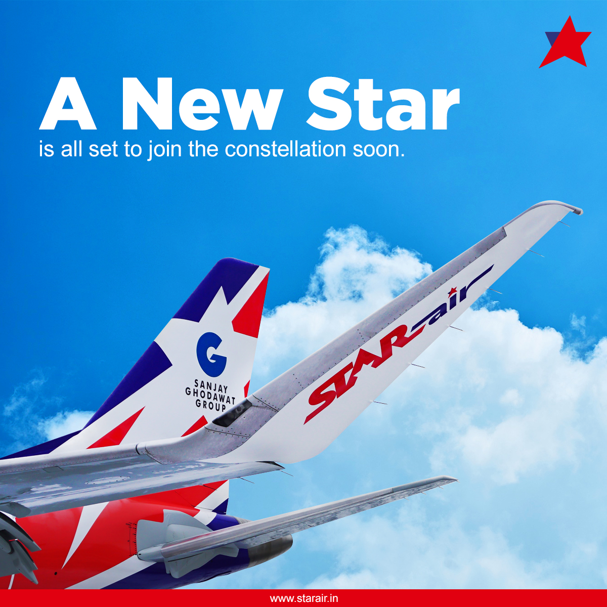 Soaring to new heights! Get ready to experience the comfort and style of our latest Star, all set to join the constellation soon. Stay tuned.  #NoMiddleSeat

#OfficialStarAir #WeCare #ConnectingReallndia #FlyWithStarAir #SGGRising #StarAir #S5Constellation #Hi5S5 #FlyS5 #Embraer