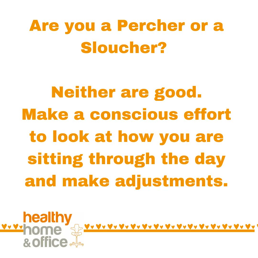Perching and slouching for long periods at your desk can cause a strain on your neck
and spine.

Making adjustments to your posture throughout the day
at work is a great way to reduce pain.

Book a showroom workstation assessment!
📞01483 600085
🖥healthy-homeoffice.co.uk