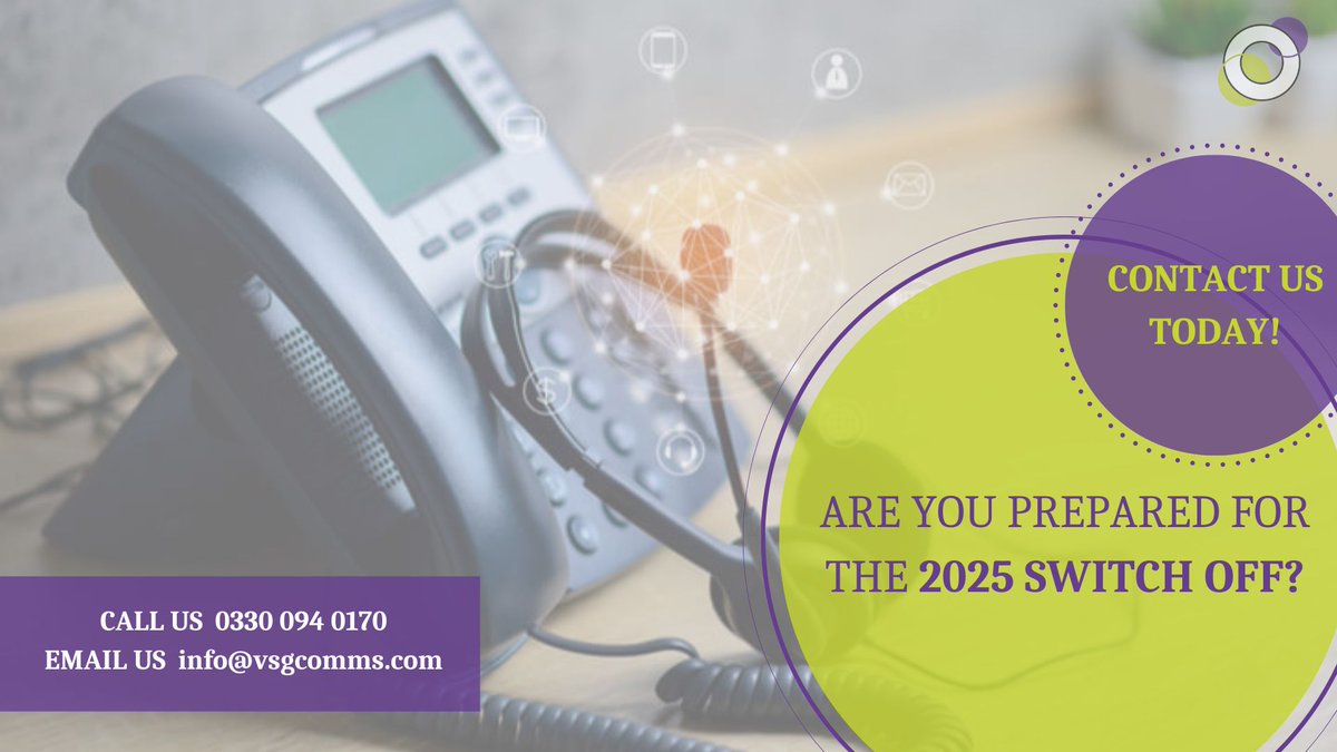 VSGcomms's tweet photo. What is the PSTN switch off?

Contact us to find out more about VoIP for your business.

https://t.co/hwxfTRprRh 

#2025switchoff #voip #traditionalphonelines https://t.co/fTEz6mgfkU