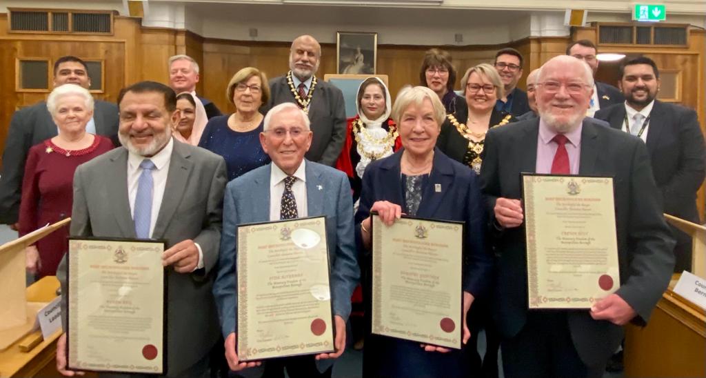 The JRC wishes a huge mazal tov to Ike Alterman on being awarded the Freedom Of The Borough Of Bury last night for his work with Holocaust education We were delighted that 2 JRC Management Board members @NathanCBoroda & Raphi Bloom were in attendance for this auspicious event