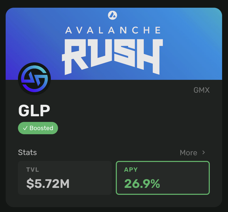 yieldyak_'s tweet photo. It's Wednesday, which means GMX's GLP rewards distribution for the next 7 days has been set based on accumulated protocol fee the past week. 

🫐 GLP base APR: 22.5%

🐃 Yield Yak's GLP Vault: 27% APY

💪 Another big yield week ahead for GLP enjoyers. https://t.co/7N78EDTAsw