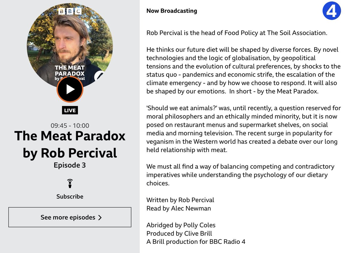 MediumConsumer's tweet photo. Worth the licence fee, @BBCRadio4 abridged books are great for busy ppl @SoilAssociation #Farming #foodproduction #EnvironmentalEducators #EvolutionaryAnthropology #FoodEthics #Plants and #Meat https://t.co/U5XesdP9IB