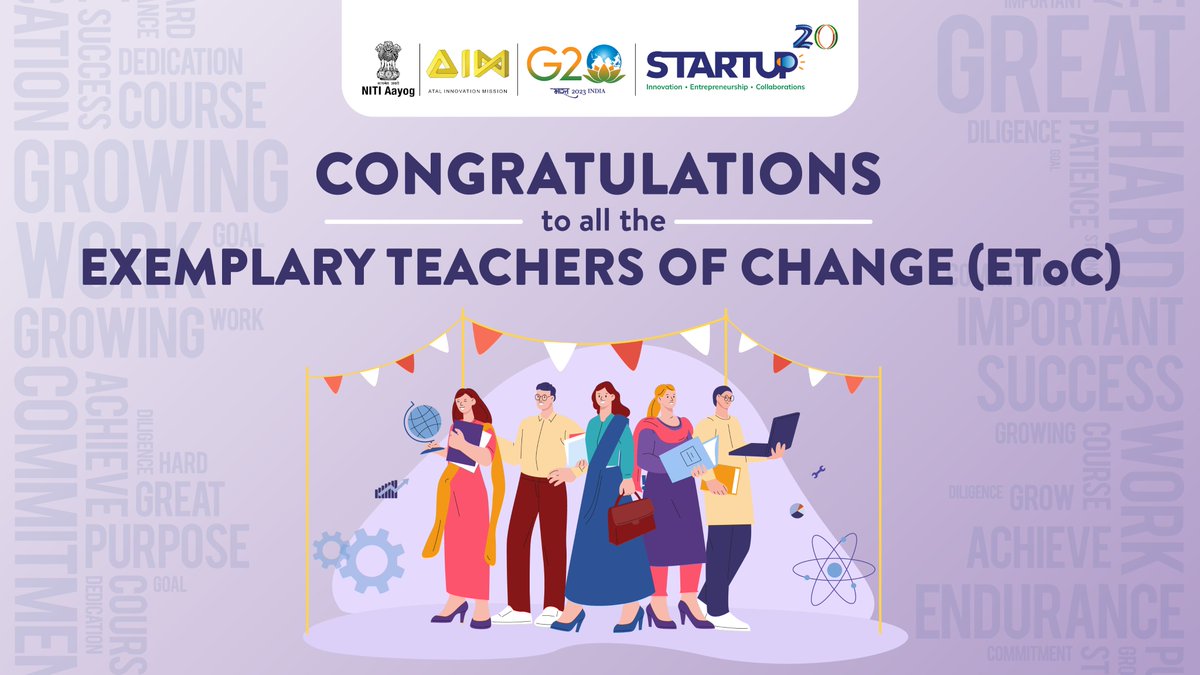 AIMtoInnovate's tweet photo. Not all heroes wear capes, sometimes all they need is a chalk and a blackboard!👨🏫
We congratulate all Exemplary #TeachersOfChange for their impeccable work towards democratizing the #ATL movement across 🇮🇳!
View the full list here⤵️
https://t.co/w9kX1UkL19 https://t.co/xpXbnDoVfl