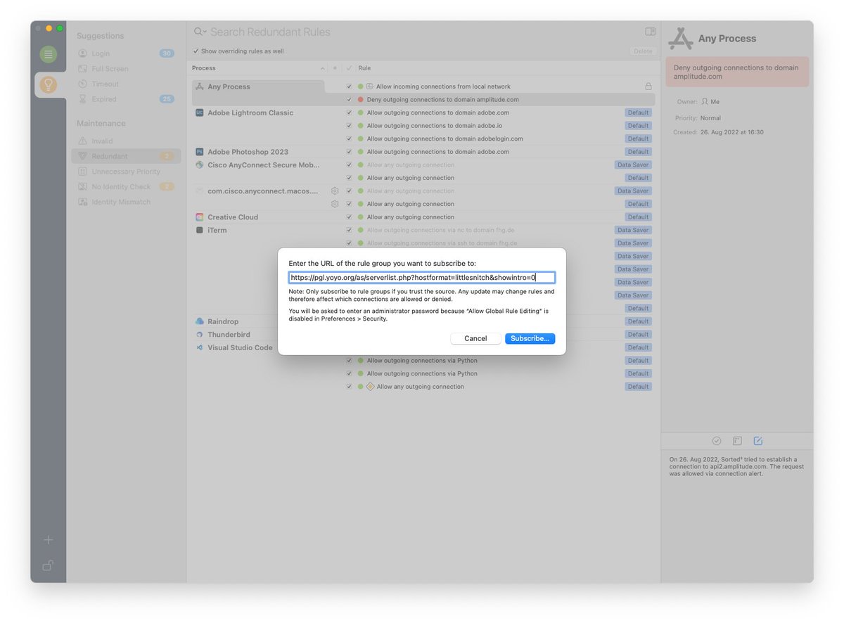 jannismain's tweet photo. @pgl @littlesnitch Just stumbled upon this while trying to import your list into Little Snitch: Did I do something wrong? 😳 https://t.co/ktJ1ee0FkA