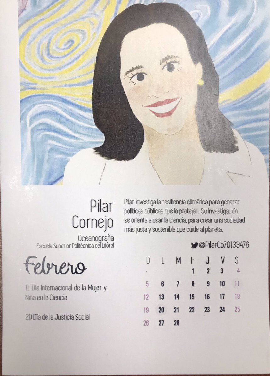 Un honor ser parte del calendario <a href="/CientificasEC/">👩🏽‍🎓CientíficasEcuador🇪🇨</a> 2023. Trabajar en #ResilienciaClimática es un compromiso con el planeta <a href="/remciespol/">Científicas ESPOL</a> <a href="/AmeriGEO/">AmeriGEO</a> <a href="/4TUResilience/">4TU Centre for Resilience Engineering (inactive)</a> <a href="/jgrunauer/">Jaime Grunauer</a> <a href="/pili_grunauer/">Maria Pilar</a> <a href="/azulsostenible1/">Azul SOStenible Noticias</a> <a href="/fimcmespol/">Facultad de Ingeniería Marítima y Ciencias del Mar</a> <a href="/CIP_RRD_ESPOL/">CIP_RRD</a> <a href="/JoseAsencioEc/">José Luis Asencio M.</a> <a href="/GEOSEC2025/">Group on Earth Observations</a> <a href="/UNDRR_Americas/">UNDRR Américas y el Caribe</a>