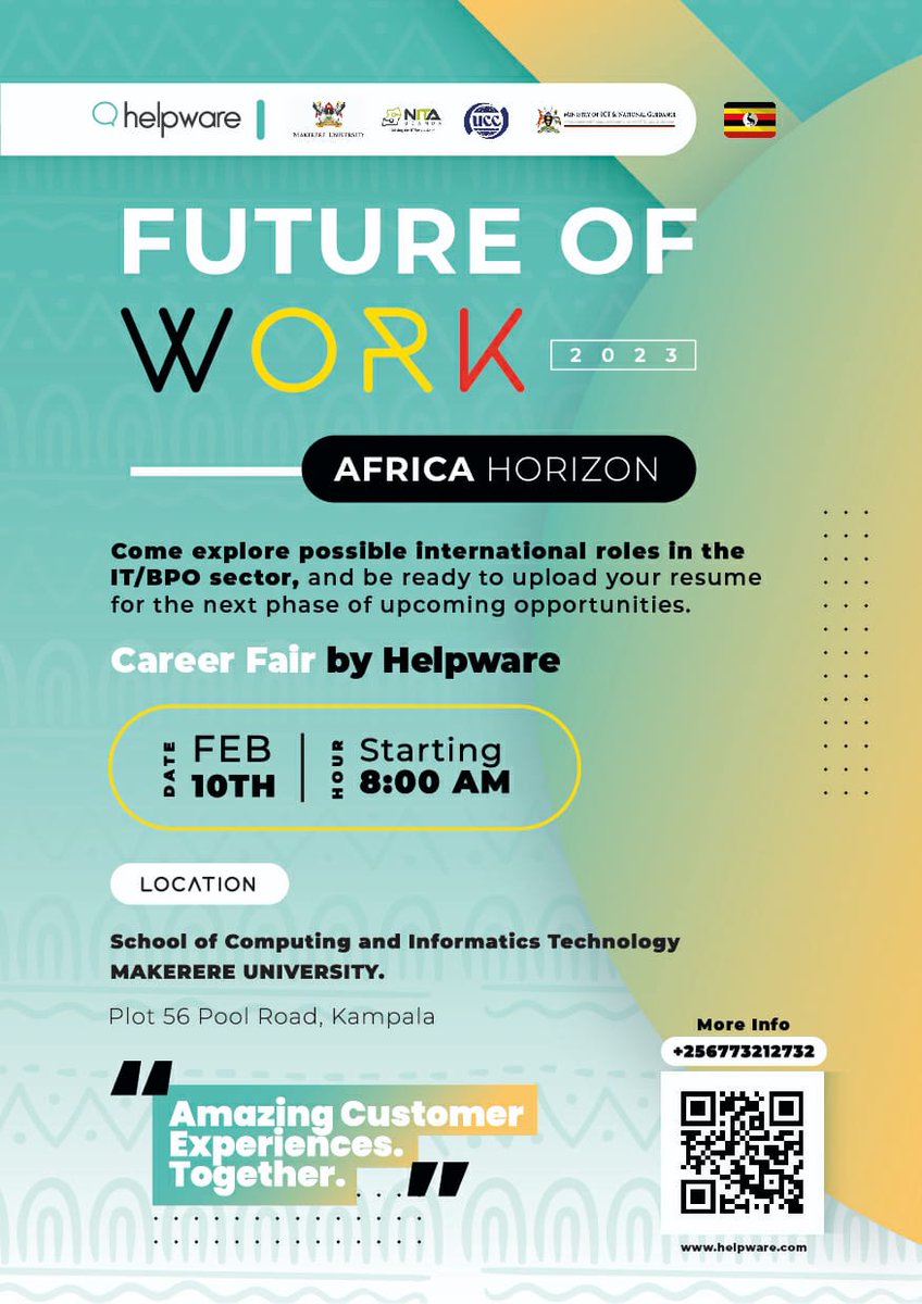 AngellaKitandwe's tweet photo. As we continue to witness growth in the BPO industry in Uganda, it is exciting to announce that Helpware is launching here on Feb 10, 2023! 

@helpwarecom's commitment is to support businesses create amazing customer experiences. We can't wait to have our impact on brands in UG! https://t.co/Xo2k4aanQa