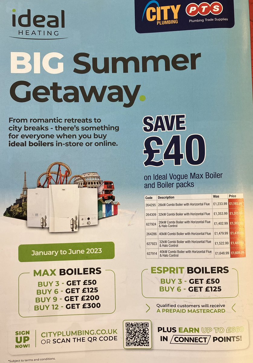 Dear <a href="/idealheating/">Ideal Heating</a> installer, do you buy from <a href="/CityPlumbingUK/">City Plumbing UK</a>? Then don’t miss out and sign up for the latest promo, the big summer getaway… #boilers #heating #heatingengineer #heatinginstaller        cityplumbing.co.uk/content/ideal-…